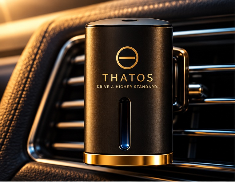 THATOS M80 electronic car diffuser with black and gold finish